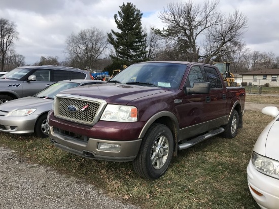 2004 FORD F150 4-DOOR PICKUP, 5.4L TRITON V8, AUTO TRANS, LARIOT, PW, PL, PM, LEATHER, POWER SEALS, 