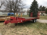 1997 WIL-RO TANDEM AXLE EQUIPMENT TRAILER, 8' X 16' WITH 5' BEAVER TAIL, WITH STAND UP RAMPS, PINTLE
