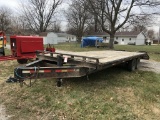 2008 SURE TRAC TANDEM AXLE EQUIPMENT TRAILER, 8' X 20' DECK WITH 5' BEAVER TAIL, FOLD DOWN RAMPS, 2-
