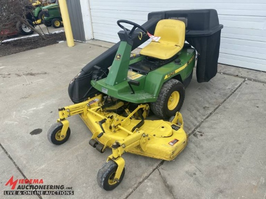 JOHN DEERE F525 FRONT MOUNT MOWER, 48'' DECK WITH POWER FLOW BAGGER, 823 HOURS SHOWING