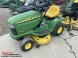 1998 JOHN DEERE LT155 RIDING LAWN MOWER, 38'' DECK, TWIN TOUCH AUTOMATIC FOOT CONTROLS, 15-HP OHV GA