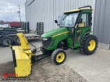 2005 JOHN DEERE 3520 COMPACT TRACTOR, CAB, 3-POINT, PTO, 1-REMOTE, 4WD, 72'' DECK, 60'' SNOWBLOWER F