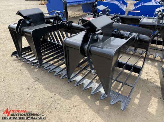 BRUSH GRAPPLE, DOUBLE CYLINDER, SKID STEER MOUNT