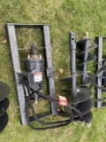 NEW WOLVERINE AUGER ATTACHMENT WITH 12'' & 18'' BITS, SKIDSTEER MOUNT