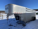 2008 STIDHAM BROTHERS MFG. CATTLEMAN LIVESTOCK TRAILER, 20', TANDEM AXLE, GOOSENECK HITCH, ALUMINUM,