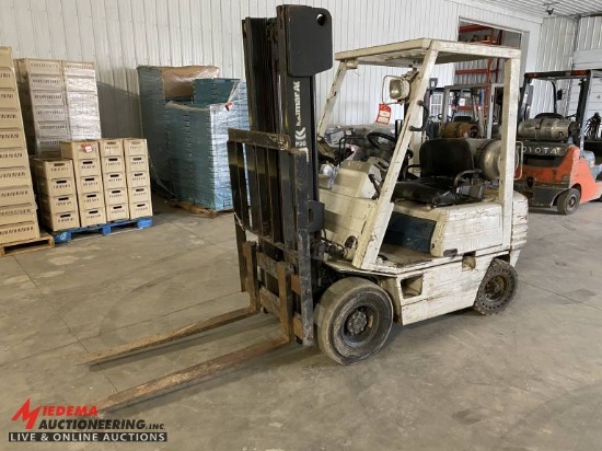 KALMAR ACP30B LP FORKLIFT, 2-STAGE MAST, 6504 HOURS SHOWING, PROPANE TANK NOT INCLUDED, S/N: 320724A