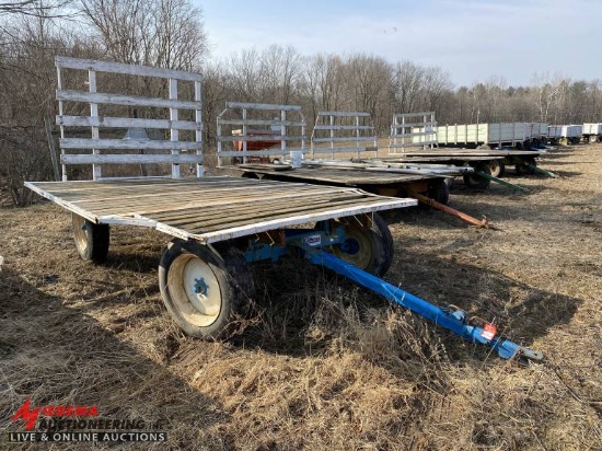 FLATBED WAGON WITH KILLBROS 1072 GEAR, EXTENDABLE TONGUE, 14' X 10', TRUCK TIRES