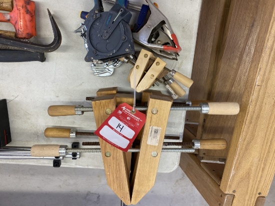 ASSORTED WOODEN CLAMPS & HAND CLAMPS