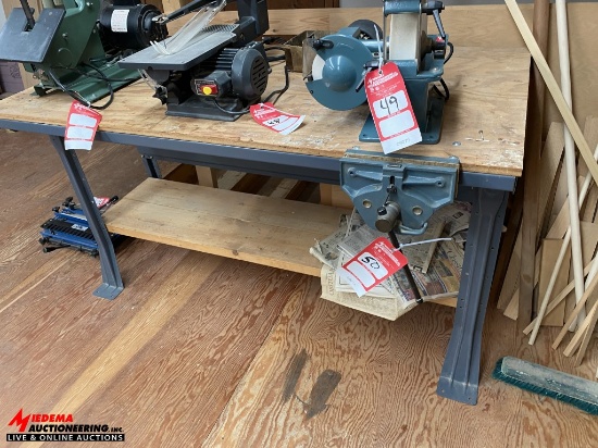 WORK BENCH WITH VISE, 60'' X 30'' X 34'' TALL