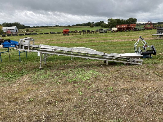 BELT CONVEYOR, 14'' X 26', STAINLESS, ON WHEELS
