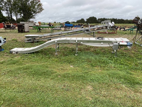 BELT CONVEYOR, 18'' X 20', STAINLESS, FOOD GRADE, 220 VOLT