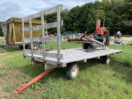 STRAW CHOPPER WITH V-4 WISCONSIN ENGINE MOUNTED ON HAY WAGON, WAS USED TO COVER STRAWBERRY ROWS