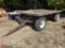 FLAT BED WAGON, 8' X 14', DECK NEEDS REPAIR, TRUCK TIRES, EXTENDABLE TONGUE