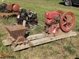 SATTLEY 5-HP HIT & MISS ENGINE, DA8239, MOUNTED ON A SKID WITH A SHELLER, ENGINE TURNS OVER