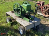 JOHN DEERE TYPE ''E'' 1-1/2 HP HIT & MISS ENGINE, ON A CART, ENGINE TURNS OVER