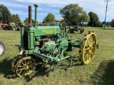 JOHN DEERE A TRACTOR WITH CULTIVATORS, GENERAL PURPOSE, NARROW FRONT, GAS, STEEL RIMS, S/N: 437400