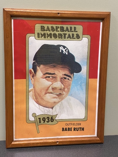 Baseball Immortals Babe Ruth framed picture, 12'' x 16''