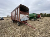 MEYER FORAGE WAGON, HYDRAULIC REAR UNLOAD, REAR TANDEM AXLE, ROOF, FLOATATION TIRES, LIGHT KIT