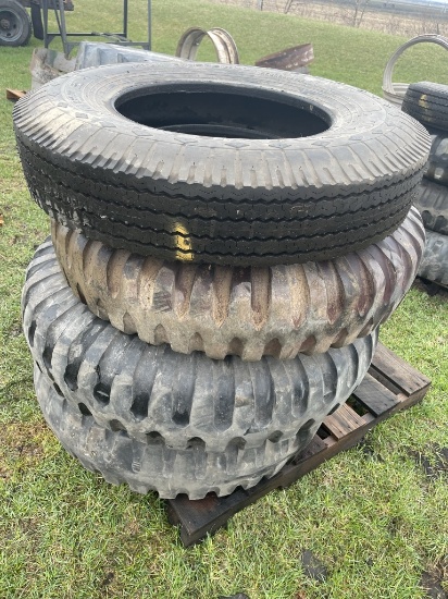 9.00-20 TIRES ON 6-BOLT RIMS [3], 8.25-20TIRE [1]