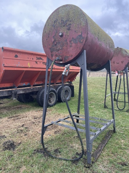 APPROX. 300-GALLON FUEL TANK ON STAND, WITH HOSE & NOZZLE