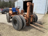 ROUGH TERRAIN FORKLIFT, SHORT MAST, 2-STAGE MAST, CHEVY STRAIGHT 6-CYLINDER GAS ENGINE, 9.00-20 TIRE