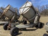 CUSTOM MADE MINT DISTILLERY TUB TRAILER, TUB MEASURES 83'' DIAMETER X 8' TALL, HYDRAULIC DUMP, TRAIL