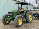 JOHN DEERE 6300 TRACTOR, DIESEL, CANOPY, MFWD, 3PT, PTO, 3-REMOTES, 12.4R28 FRONTS, 16.9R38 REARS, 8
