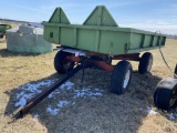 HYDRAULIC DUMP WAGON ON UNVERFERTH GEAR, 11' X 92'' X 14'' SIDES, 11L-15SL TIRES.