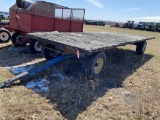 FLATBED WAGON ON KILLBROS 1072 10-TON RUNNING GEAR, 20' X 8', 12.5L-16SL TIRES