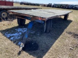 FLATBED WAGON ON KILLBROS 1072 10-TON RUNNING GEAR, 20' X 8', 12.5L-16SL TIRES