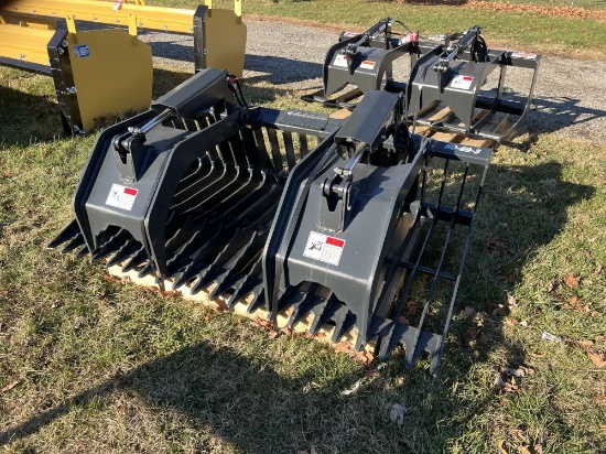 NEW STOUT HD 69-3 BRUSH GRAPPLE BUCKET, 69'', SKID STEER MOUNT