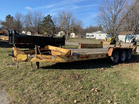2003 INTERSTATE 3X EQUIPMENT TRAILER, ELECTRIC BRAKES, 20' DECK, 3' BEAVERTAIL, FOLD DOWN RAMPS, 24,