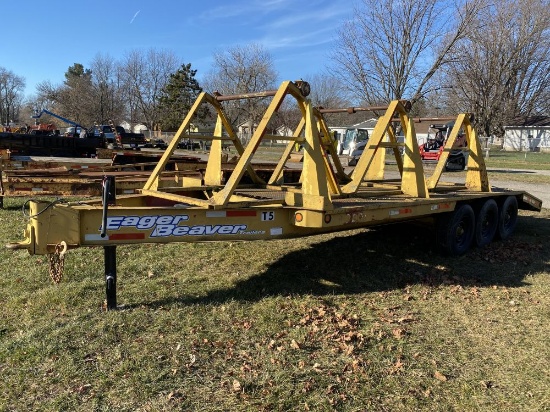 1990 INTERSTATE 3X CABLE REEL TRAILER, ELECTRIC BRAKES, 18,000# GVWR, PINTLE HITCH, 17' DECK, 42'' B