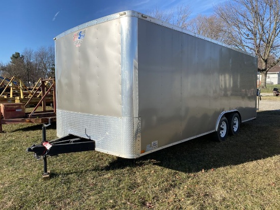 2014 TEAM SPIRIT TANDEM AXLE ENCLOSED TRAILER, 8' X 20' X 7' HIGH, REAR RAMP DOORS, SIDE SWING DOOR,