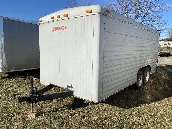 CARGO-TEC TANDEM AXLE ENCLOSED TRAILER, 80'' X 16', REAR SWING DOORS, SIDE DOOR, 2'' BALL, ELECTRIC 