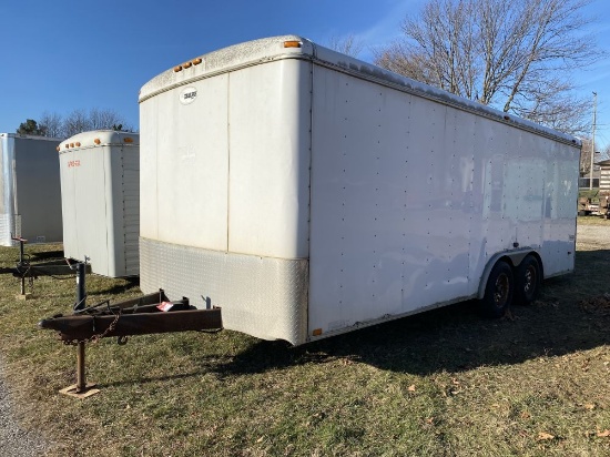 2005 TN TRAILER TANDEM AXLE ENCLOSED TRAILER, 8' X 20', REAR RAMP DOOR, SIDE SWING DOOR, ELECTRIC BR