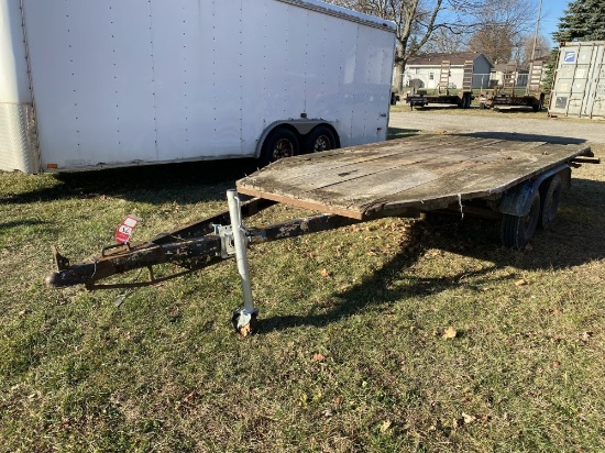 ASSEMBLED TANDEM AXLE TRAILER, WOOD DECK, 6' X 12' DECK, WITH 32'' BEAVERTAIL, NO RAMPS, 2'' BALL, S