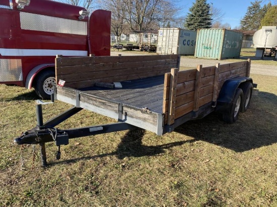 GOLD STAR TANDEM AXLE EQUIPMENT TRAILER, 7000 LB AXLES, REMOVABLE 2' SIDES, RAMPS, DOVETAIL, SELLS W