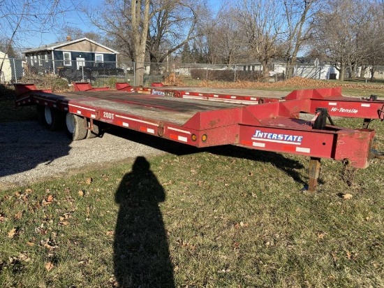 2006 INTERSTATE 10-TON TANDEM AXLE EQUIPMENT TRAILER, 20' DECK, 5' BEAVERTAIL, RAMPS, ELECTRIC BRAKE