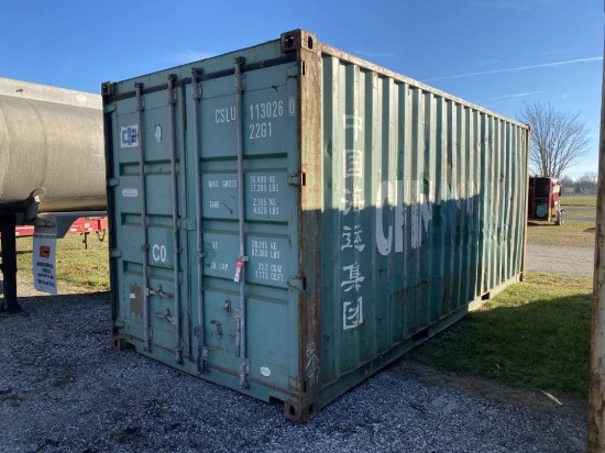 20' SHIPPING CONTAINER, 8'H X 8'W, SWING DOORS