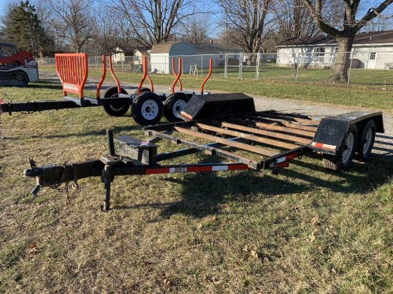 TANDEM AXLE FLATBED TRAILER, NO BOARDS, 1-7/8'' BALL, SELLS WITH WEIGHT SLIP 1420 LBS
