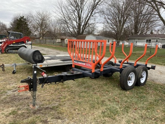 WALLENSTEIN TIMBER TALON TANDEM AXLE LOG TRAILER, SELLS WITH WEIGHT SLIP 1460 LBS