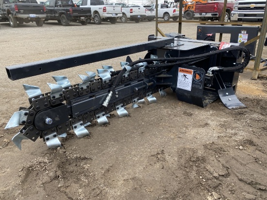 NEW WOLVERINE TRENCHER, 48'' WORKING DEPTH, 6'' WIDE CUT, MODEL TCR-12-48H, SKID STEER QUICK ATTACH