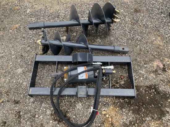 NEW WOLVERINE AUGER DRIVE & BIT, MODEL ADB-13-1218R, (1) 12'' BIT, (1) 18'' BIT, SKID STEER QUICK AT