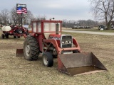 1979 MASSEY FERGUSON 255 TRACTOR WITH LOADER & BUCKET, 2WD, 3PT, PTO, 1 HYD. OUTLET, HOMEMADE CAB, 4