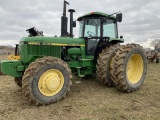 JOHN DEERE 4850 TRACTOR, 4WD, 3PT WITH QUICK HITCH, PTO, 2-REMOTES, 18.4R42 REAR DUALS, 16.9R28 FRON