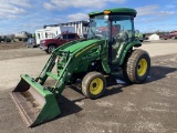 JOHN DEERE 4520 COMPACT TRACTOR, LOADER WITH BUCKET, CAB, HST TRANS, 3PT, 540 PTO, 1-HYD OUTLET, TUR