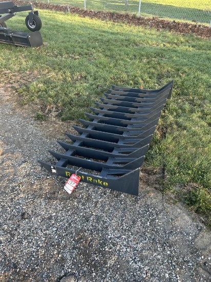 NEW LAND HONOR ROOT RAKE, 71'' WIDE, SKID STEER QUICK ATTACHMENT