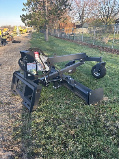 NEW LAND HONOR GM-12-96W 8' GRADER, SKID STEER QUICK ATTACH, 10-20 GPM, HYDRAULIC ANGLE & TILT, GRAD