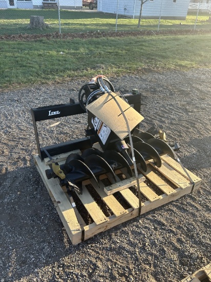 NEW LOWE AUGER ATTACHMENT, SKID STEER MOUNT, 10'' & 12'' BIT